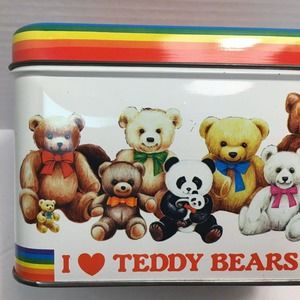 Vtg 1984 Chein Industries I Love Teddy Bears Rainbow Tin Cheinco Made In USA